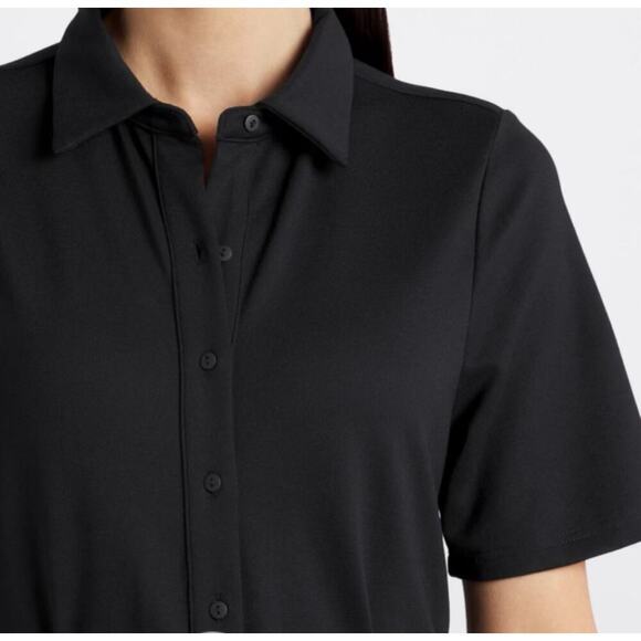 41Hawthorn Womens Sammie Point Shirt Dress Short Sleeves Black Size M Petite NEW - Picture 3 of 10